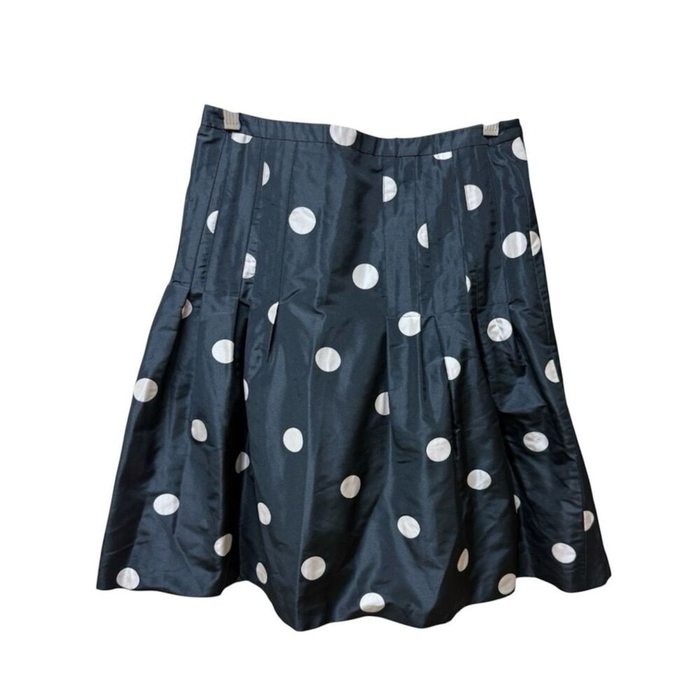 Akris Punto Black Polka Dot Pleated Midi Skirt. High-End Boutique Designer. Sz 6